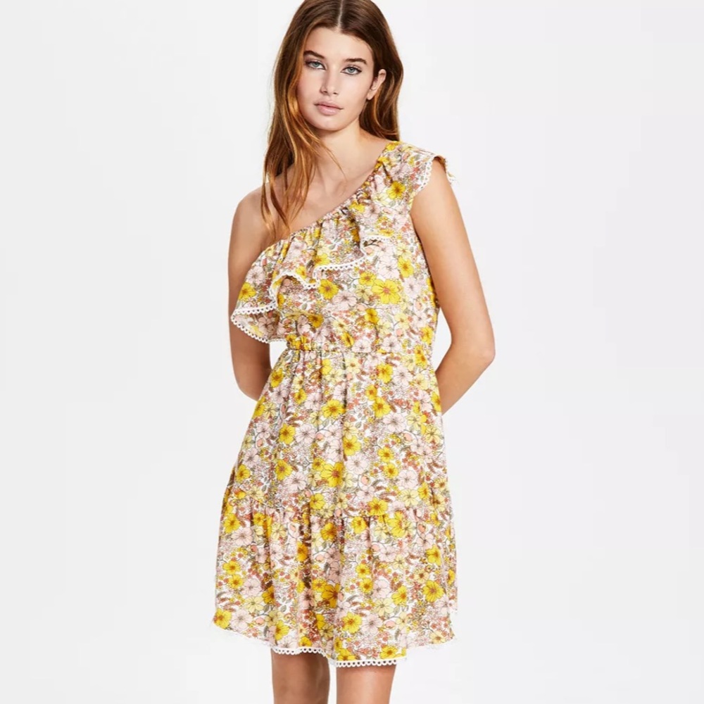 Floral-Print One-Shoulder Dress